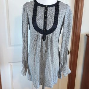 FRENCH CONNECTION black white tunic brass buttons